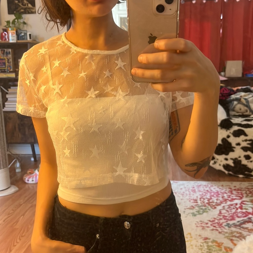 Sheer Star Crop Top